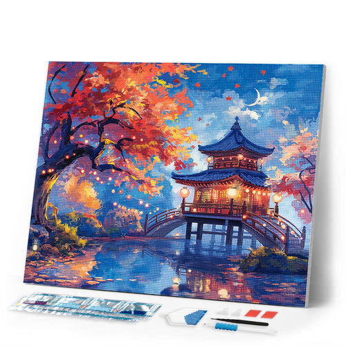 Diamond Painting - Pagoda on a Fall Night