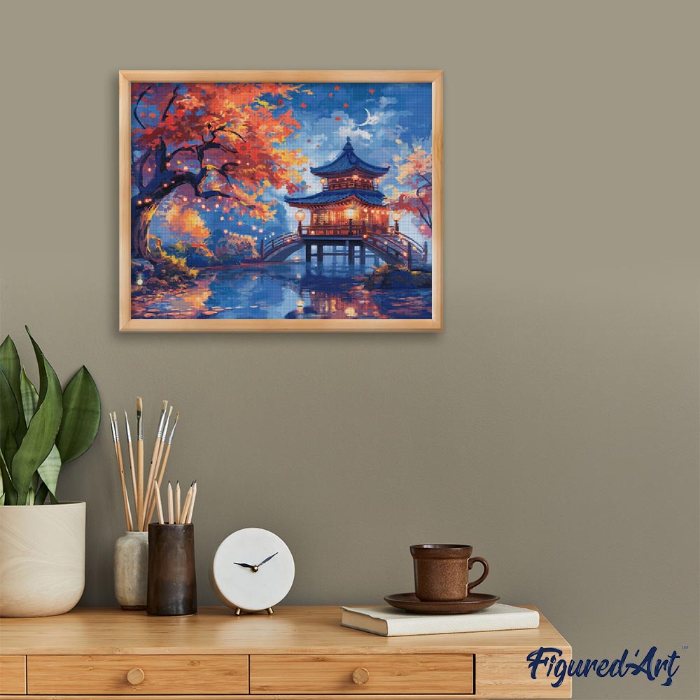Diamond Painting - Pagoda on a Fall Night