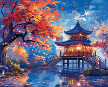 Load image into Gallery viewer, Diamond Painting - Pagoda on a Fall Night