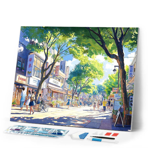 Diamond Painting - Local Market Street in Japan
