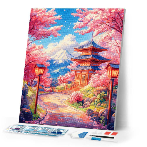 Diamond Painting - Sakura Road to the Pagoda