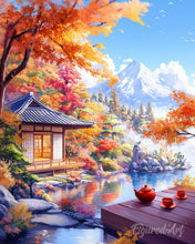 Load image into Gallery viewer, Diamond Painting - Fall Tea House by the Lake