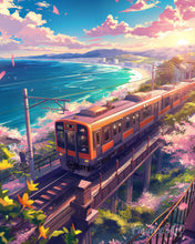 Load image into Gallery viewer, Diamond Painting - Sakura Railway by the Ocean