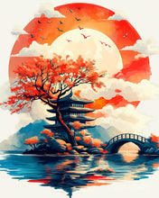 Load image into Gallery viewer, Diamond Painting - Pagoda Under the Rising Sun
