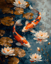 Load image into Gallery viewer, Diamond Painting - Vintage Koi Carps and Flowers