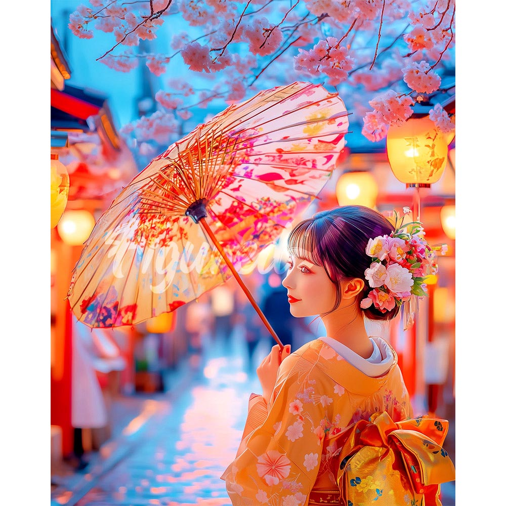 Diamond Painting - Kimono Girl on Sakura Street