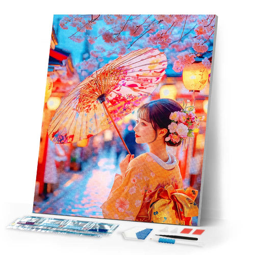 Diamond Painting - Kimono Girl on Sakura Street