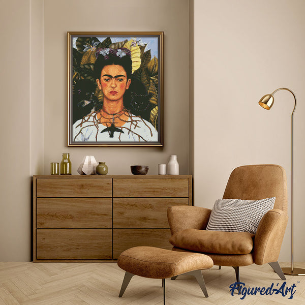 Diamond Painting - Frida - Self Portrait with Thorn Necklace and Hummingbird