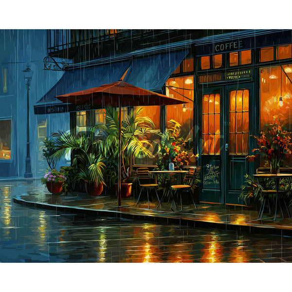 Diamond Painting - Rainy Cafe Corner