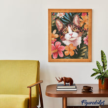 Load image into Gallery viewer, Diamond Painting - Cat with Tropical Flowers