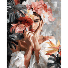 Load image into Gallery viewer, Diamond Painting - Floral Girl Portrait