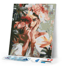 Load image into Gallery viewer, Diamond Painting - Floral Girl Portrait