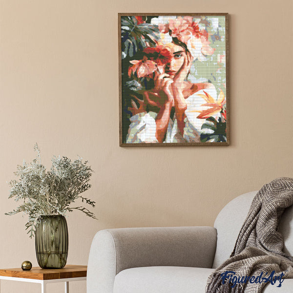 Diamond Painting - Floral Girl Portrait