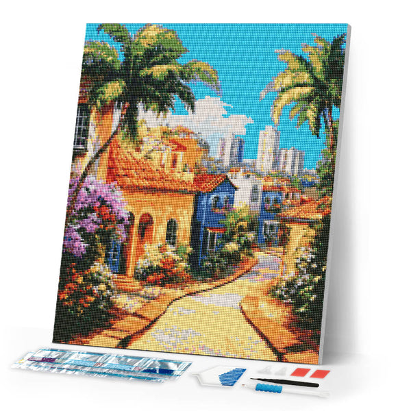 Diamond Painting - Tropical Hillside Town