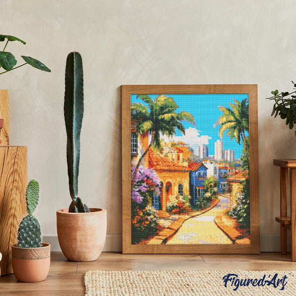 Diamond Painting - Tropical Hillside Town