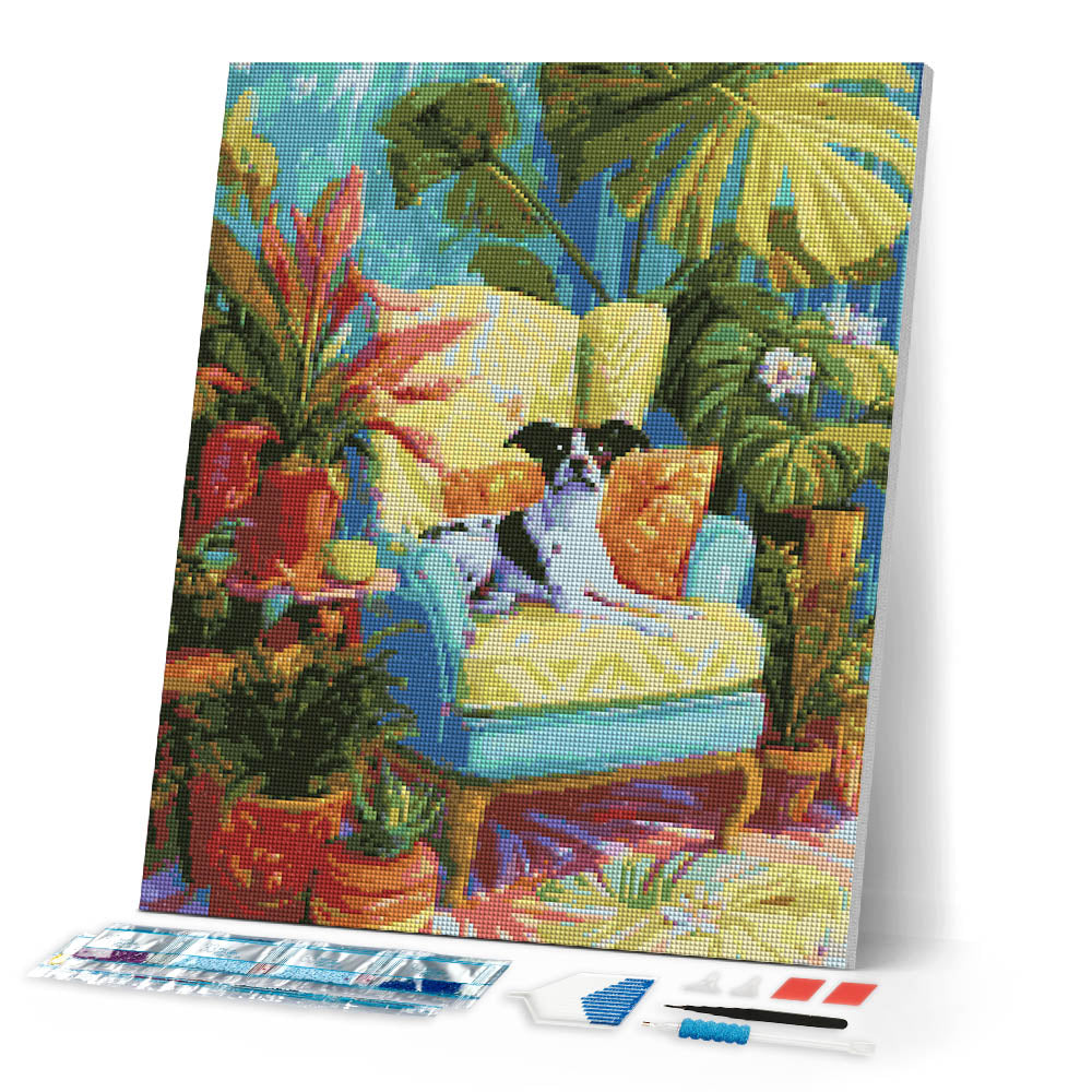 Diamond Painting - Plant Corner with Dog