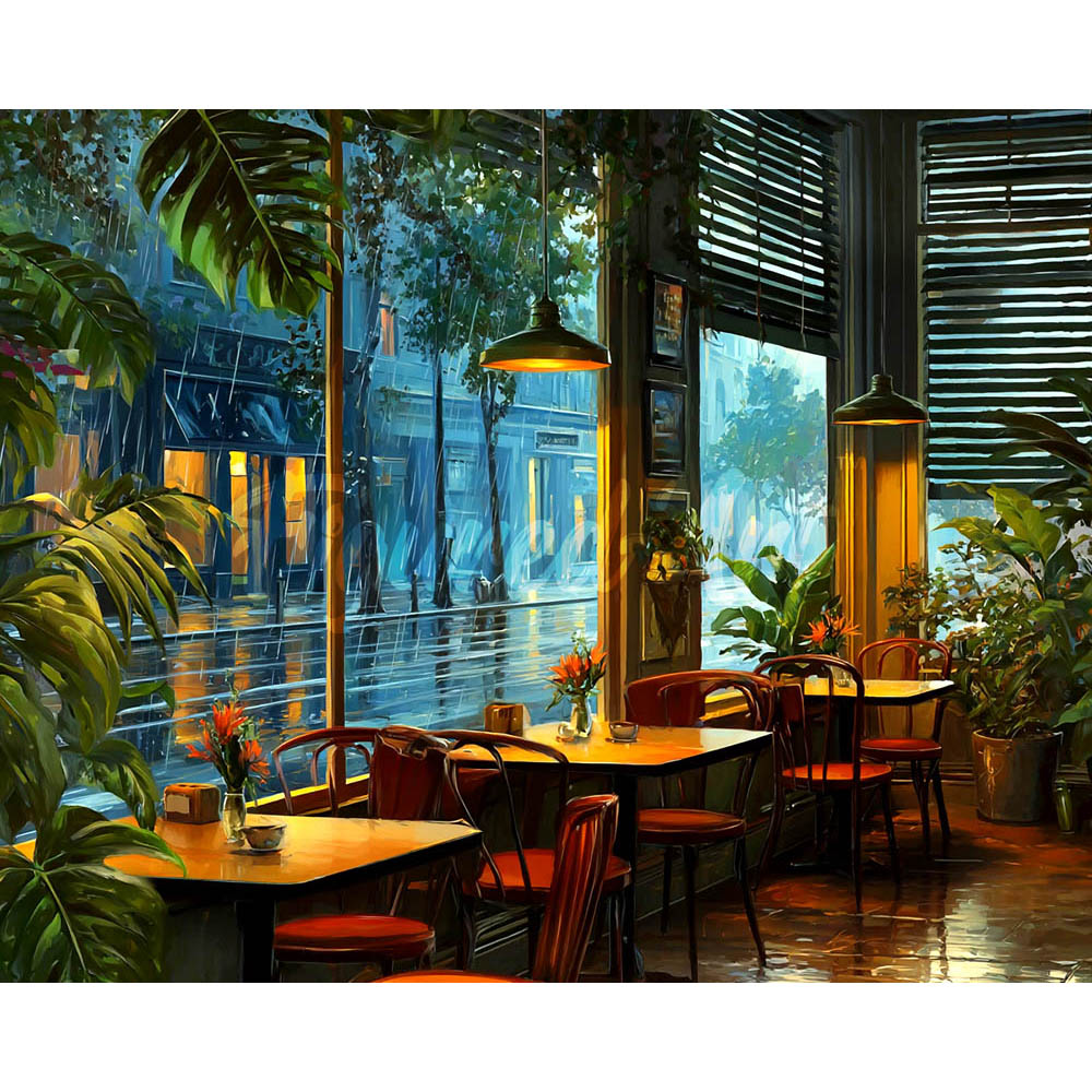 Diamond Painting - Rainy Day Cafe