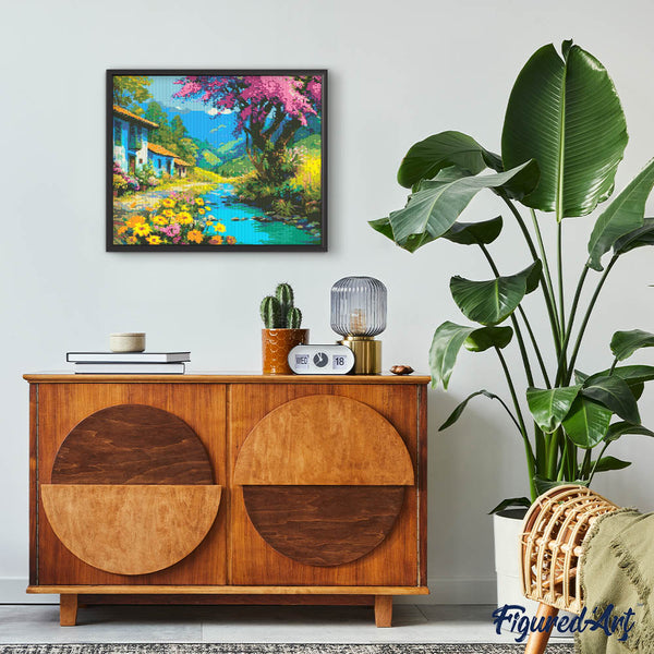 Diamond Painting - Colorful Village Stream