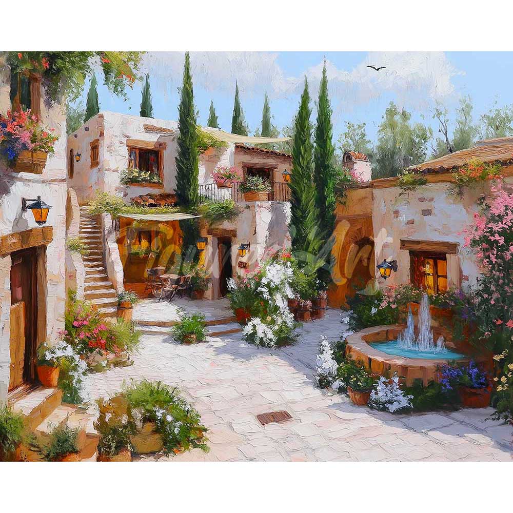 Diamond Painting - White Villa Courtyard