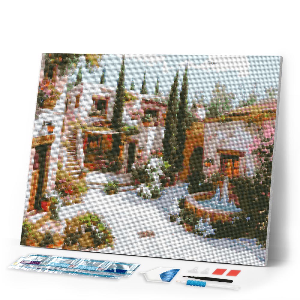 Diamond Painting - White Villa Courtyard