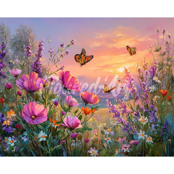 Diamond Painting - Sunset Among Wildflowers