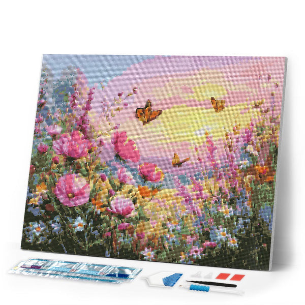 Diamond Painting - Sunset Among Wildflowers
