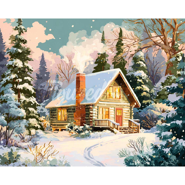 Diamond Painting - Winter Cabin