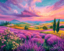 Load image into Gallery viewer, Diamond Painting - Lavender Hills at Sunset