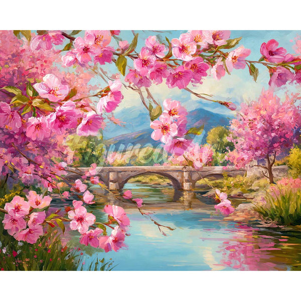 Diamond Painting - Cherry Blossom Bridge
