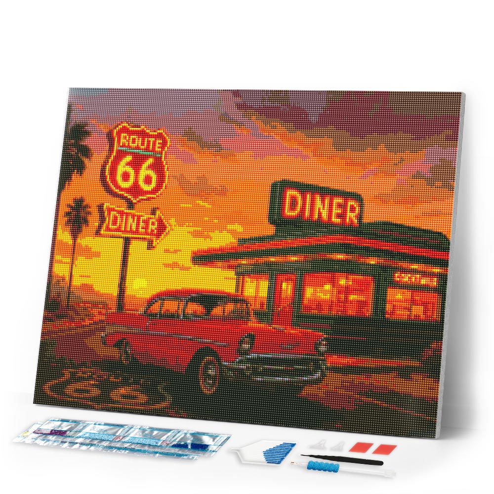 Diamond Painting - The Diner and Vintage Car