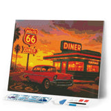 Diamond Painting - The Diner and Vintage Car