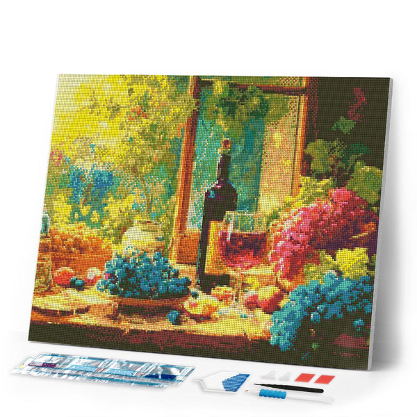 Diamond Painting - Wine Bottle and Grapes