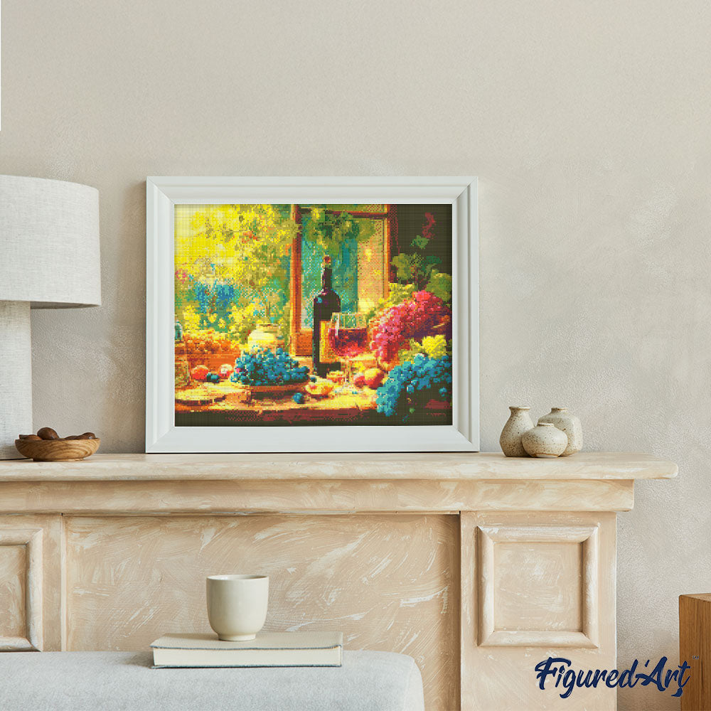 Diamond Painting - Wine Bottle and Grapes