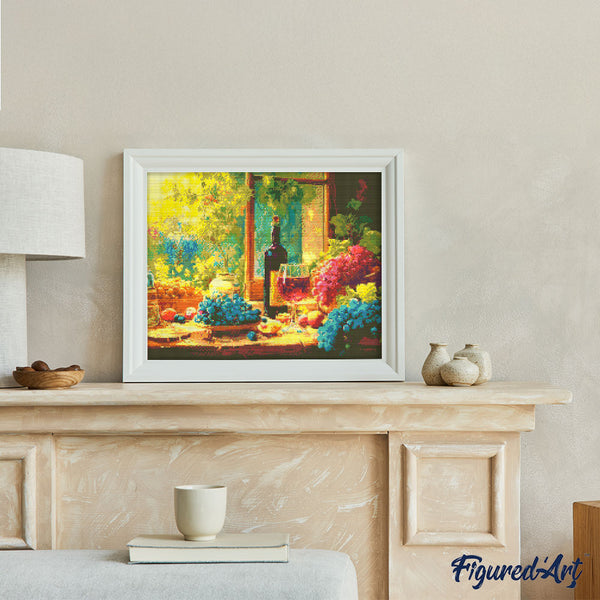 Diamond Painting - Wine Bottle and Grapes