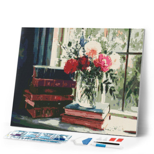 Diamond Painting - Vintage Books and Blooms