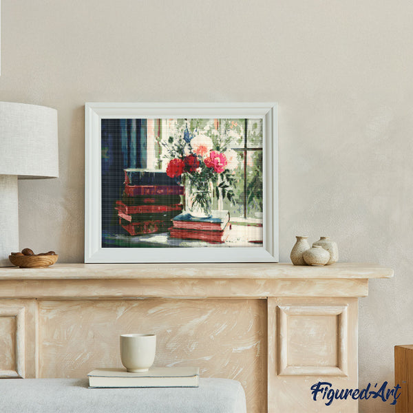 Diamond Painting - Vintage Books and Blooms