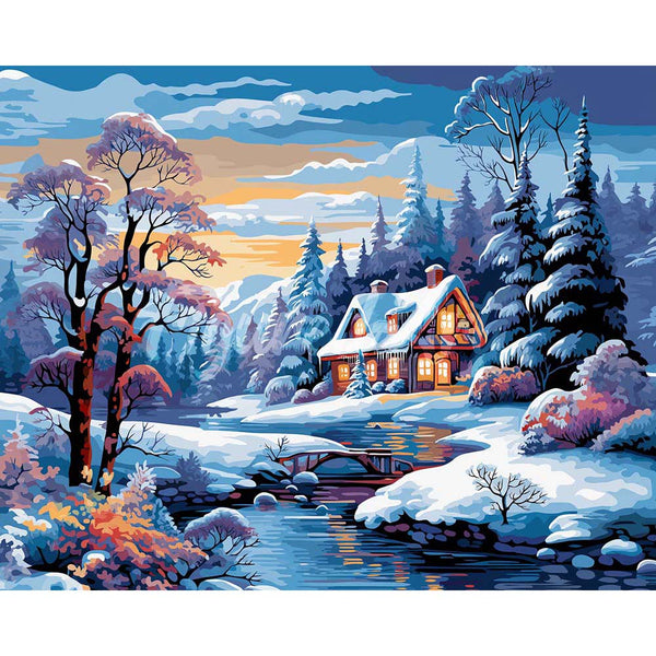 Diamond Painting - Winter River Cottage