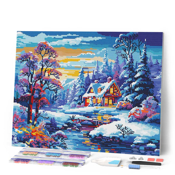 Diamond Painting - Winter River Cottage