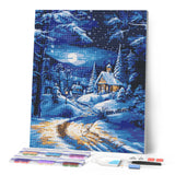 Diamond Painting - Moonlight Winter Cottage