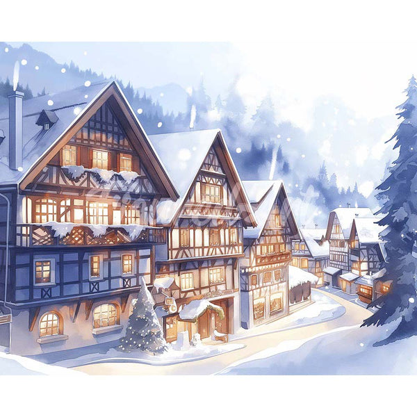 Diamond Painting - Snowy Village in Watercolor