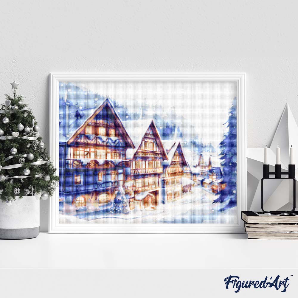 Diamond Painting - Snowy Village in Watercolor
