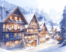 Load image into Gallery viewer, Diamond Painting - Snowy Village in Watercolor