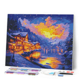 Diamond Painting - Glowing Lakeside Village