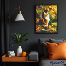 Load image into Gallery viewer, Diamond Painting - Calico Cat in Fall