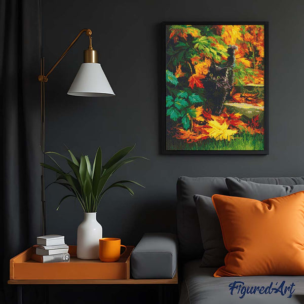 Diamond Painting - Black Cat in Fall