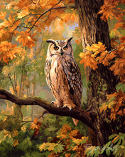 Load image into Gallery viewer, Diamond Painting - Owl Among Golden Leaves
