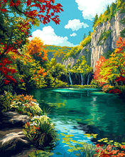 Load image into Gallery viewer, Diamond Painting - Emerald Lake in Fall