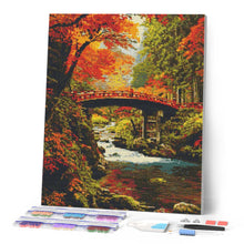 Load image into Gallery viewer, Diamond Painting - Red Bridge in Japan in Fall