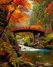 Load image into Gallery viewer, Diamond Painting - Red Bridge in Japan in Fall