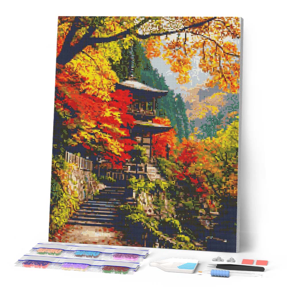 Diamond Painting - Japanese Pagoda in Fall